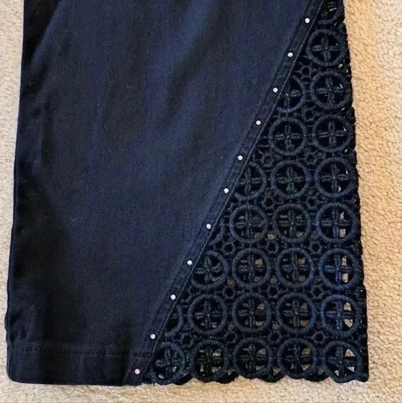 ❤️ Lafei-nier Black Capri  Pants with Lace Detail Vintage 90s Y2K - Picture 9 of 11